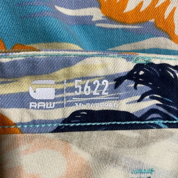 G-Star 5622 3D + Pharrell Williams Beach Hawaiian Floral Palm Tree Jeans Size 32 - Picture 15 of 16